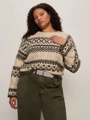 Fairisle Sweater Light Oat Multi Extended Sizing Comfortable Look BreathableMeshInsert