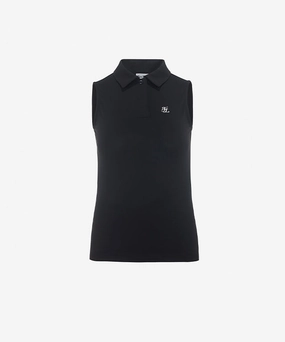 Self Fabric Tie FAIRLIAR Y-Collared Sleeveless T-shirt (Black)