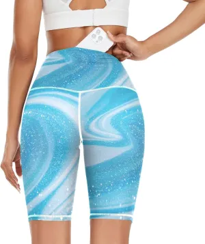 Fake Glitter Marble Fashion Blue High Waist Yoga Pants for Women Tummy Control Outfits Compression Leggings mallas para el Gym Large