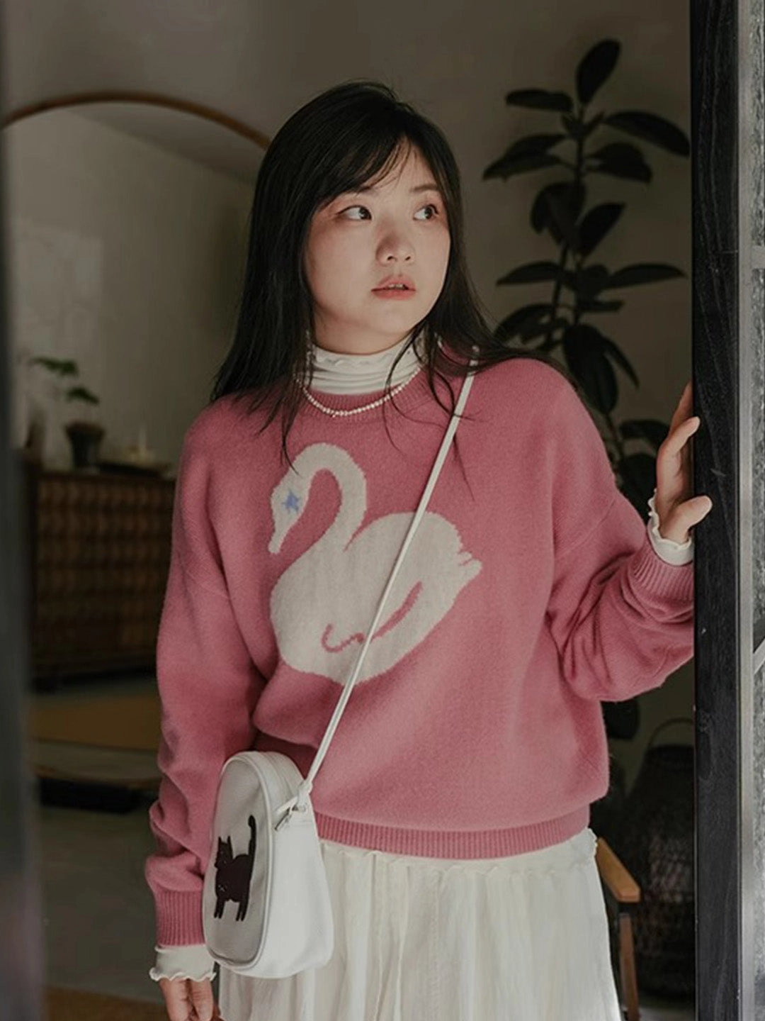 Crewneck Style Chowxiaodou 100% Wool Knit Sweater