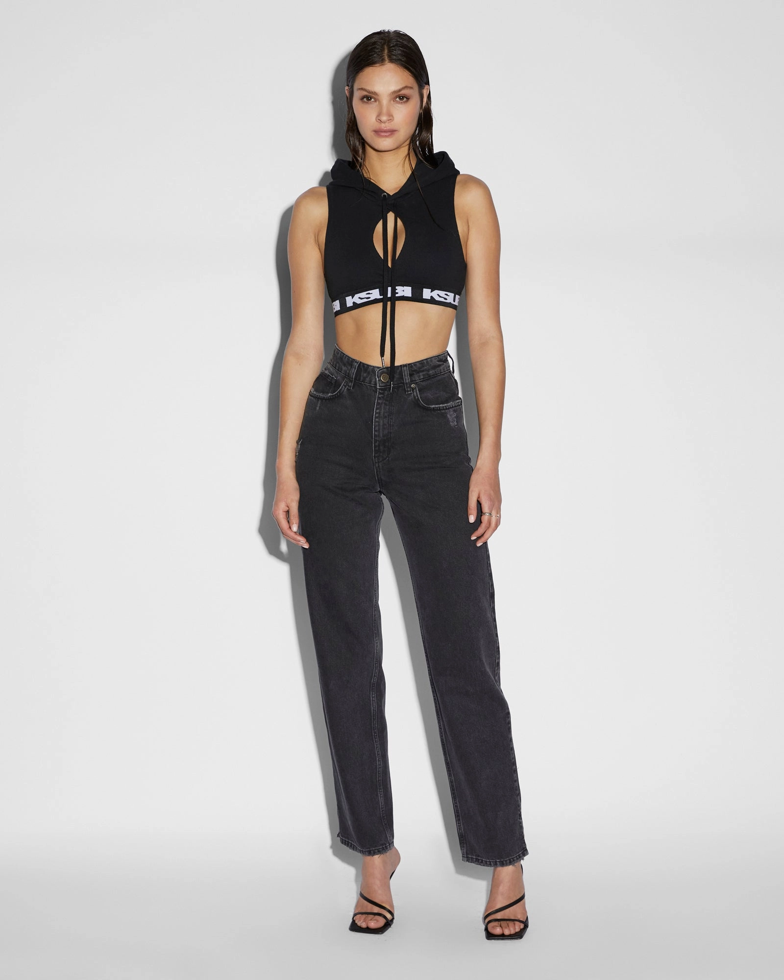 Textured Surface INCUBUS HOODIE TANK BLACK