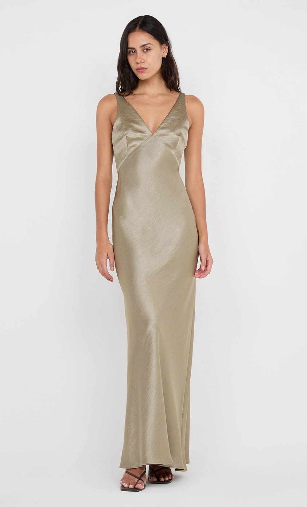 Japan Cool Subtle Glam AUSTEN V NECK MAXI DRESS - SAGE