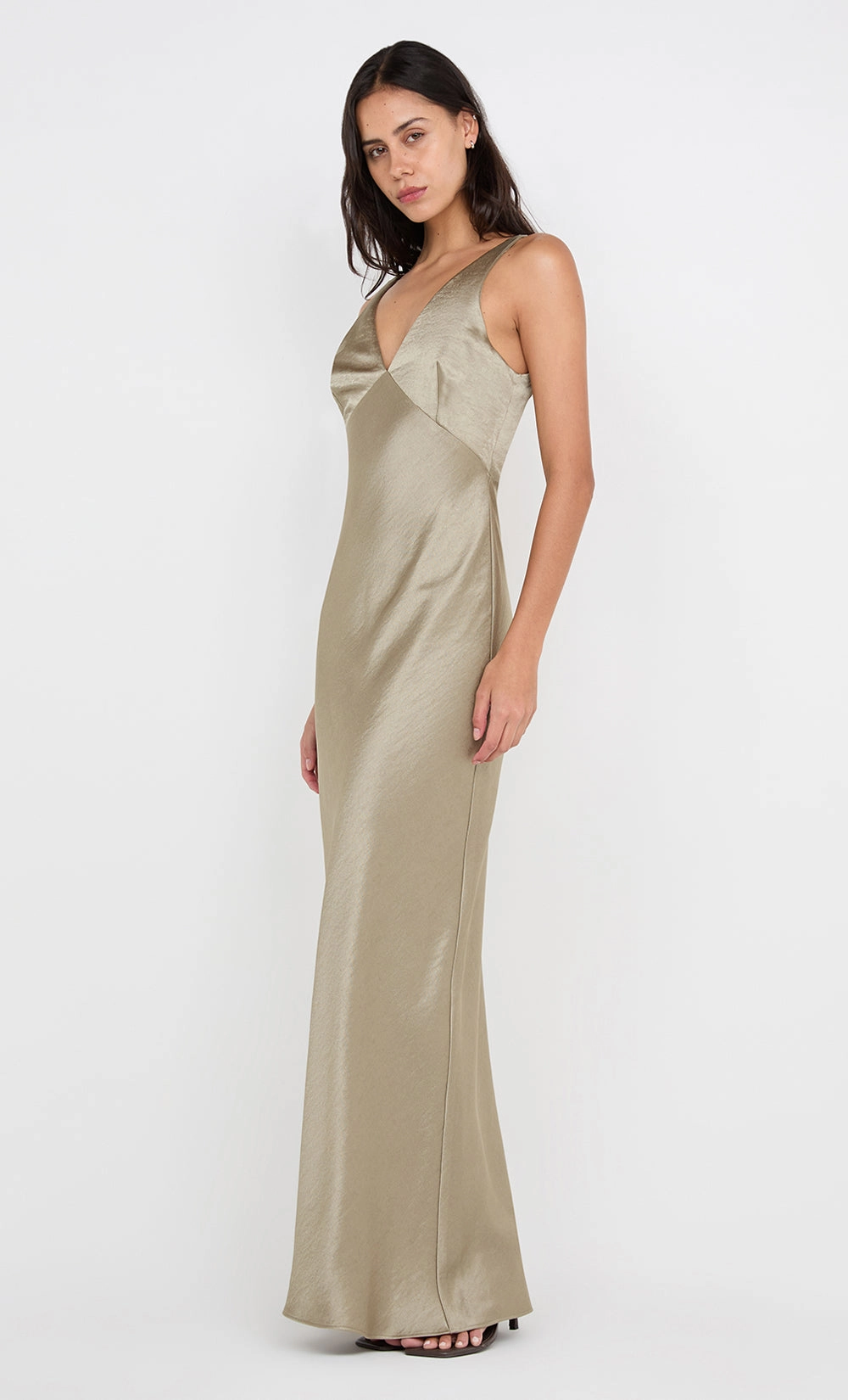 AUSTEN V NECK MAXI DRESS - SAGE Smooth Outline