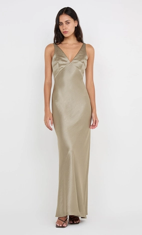 Japan Cool Subtle Glam AUSTEN V NECK MAXI DRESS - SAGE