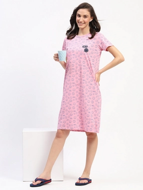 mSECRET Pink Smiley Print Cotton Nightdress Light material