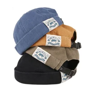Fashion Men Docker Cap Skullcap Retro Sailor Cap Beanie Hats Men Women Warm Bucket Cap Brimless Hat Skullcap Bonnet Dad Caps