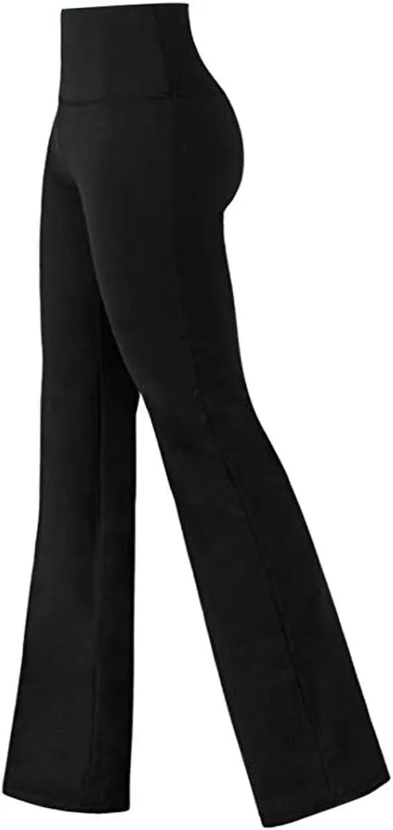 Fashion Tummy Control Yoga Pants Non See Through Tights High Waist Solid for Women Soft & Slim Flared Ultra Soft Sexy