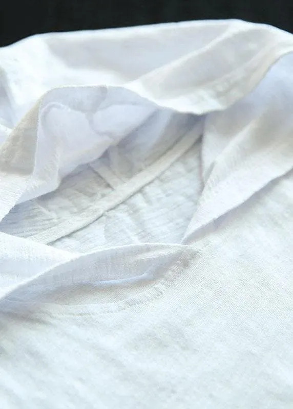Fashion White Hooded Asymmetrical Design Summer Cotton Top Sleeveless