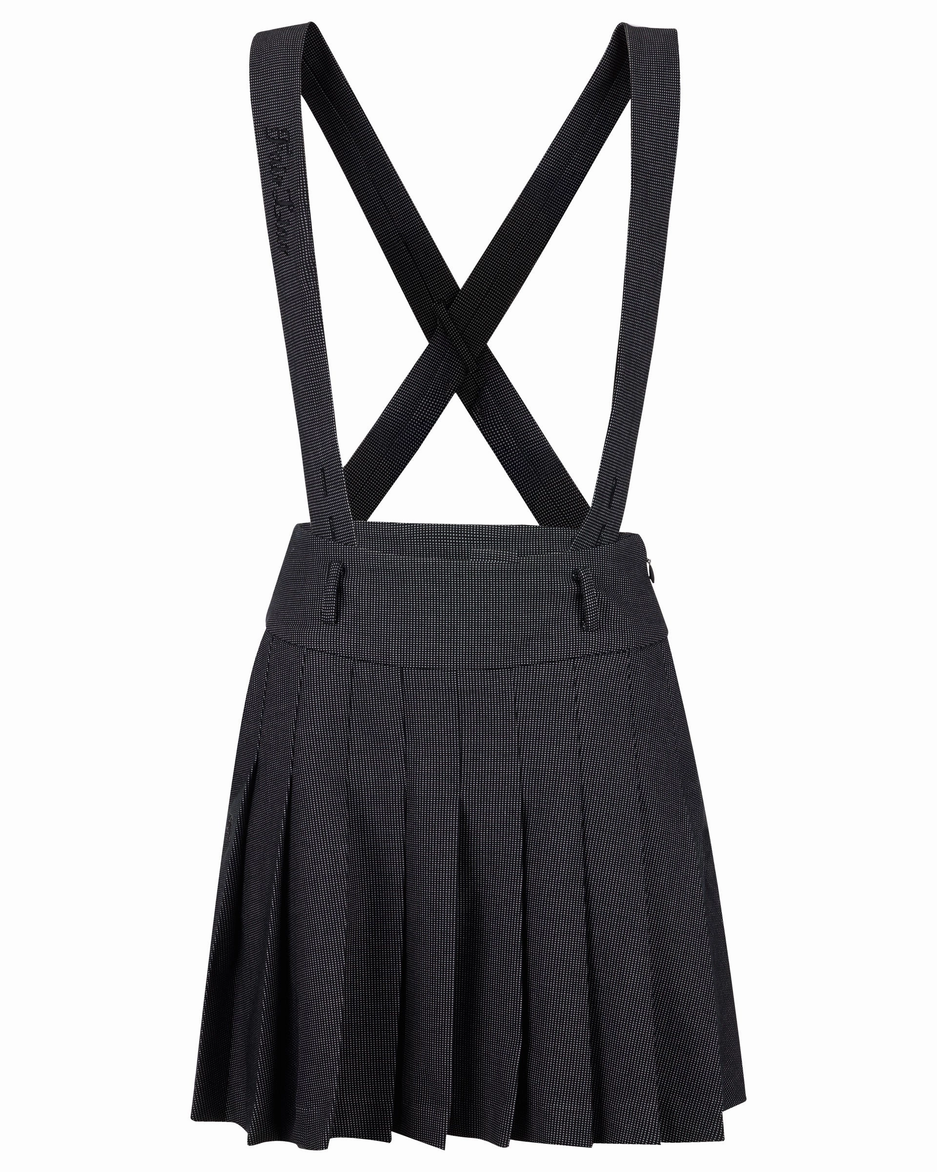 Shirred Back High waist overall pleated skirt - Black