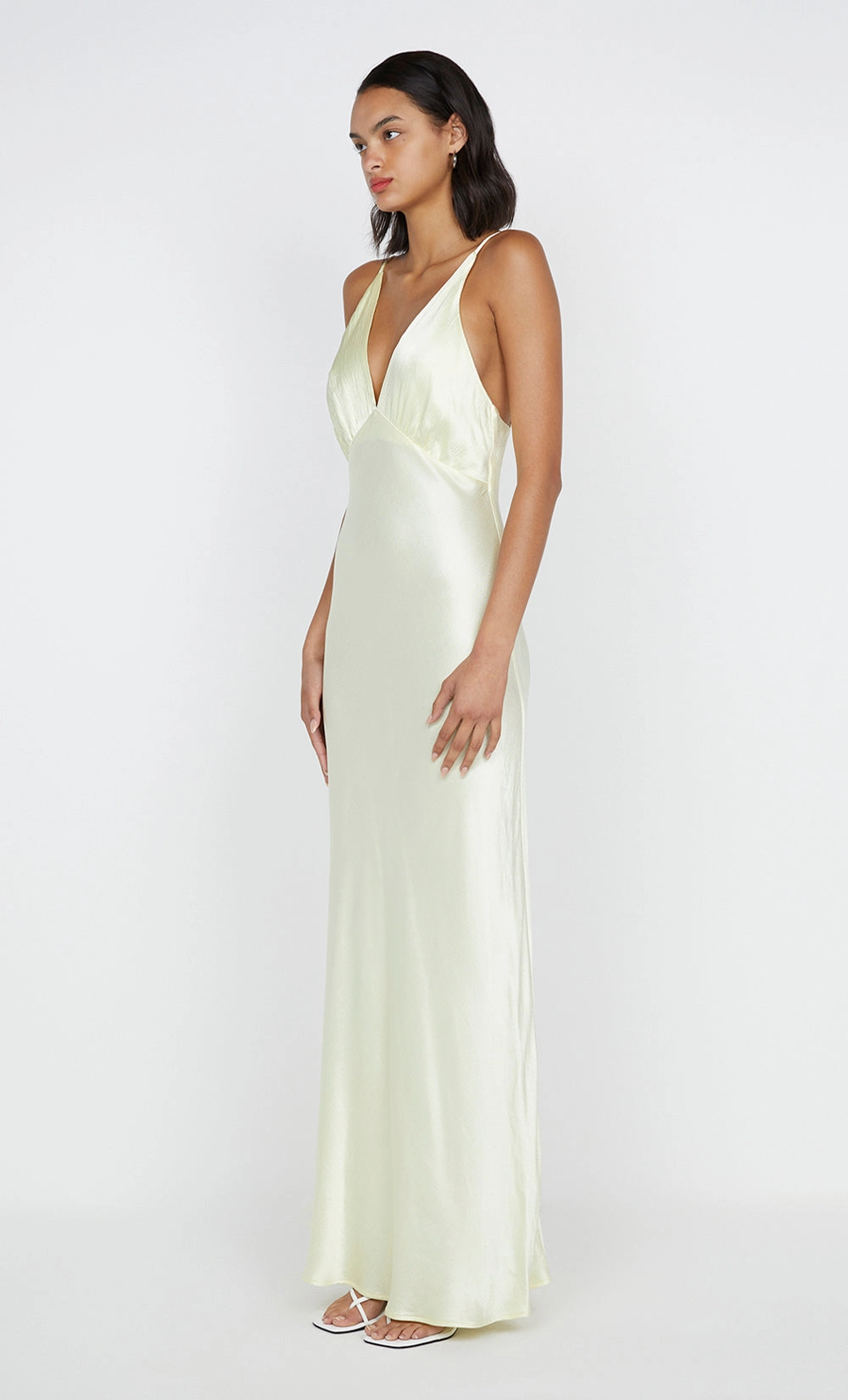 MOON DANCE V MAXI DRESS - ICE YELLOW Stylish Waistband Fit Off-Shoulder