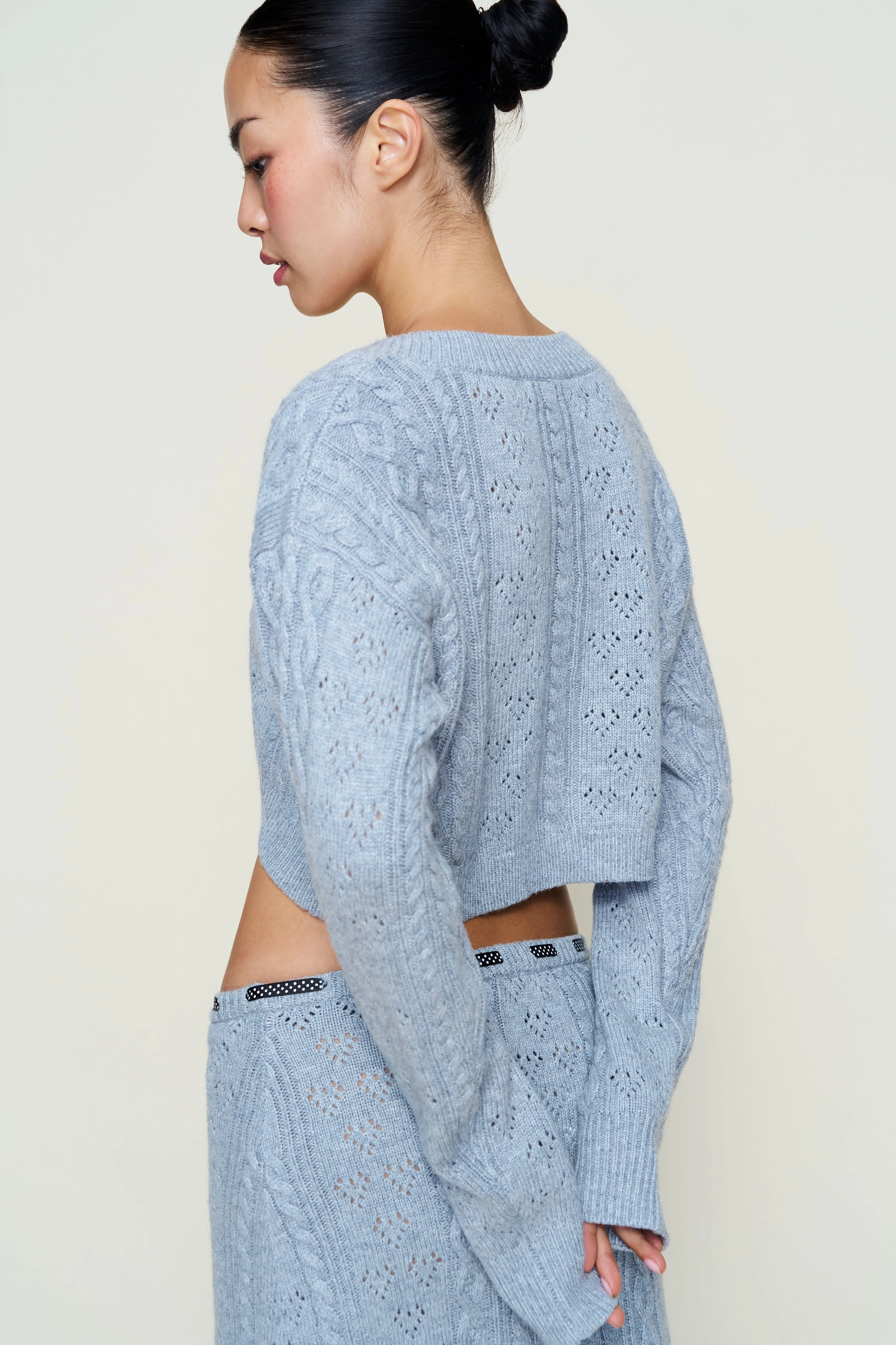 Noah Wool Cable Crop Cardigan Modern Warmth