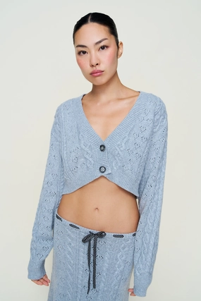 Noah Wool Cable Crop Cardigan City Ready