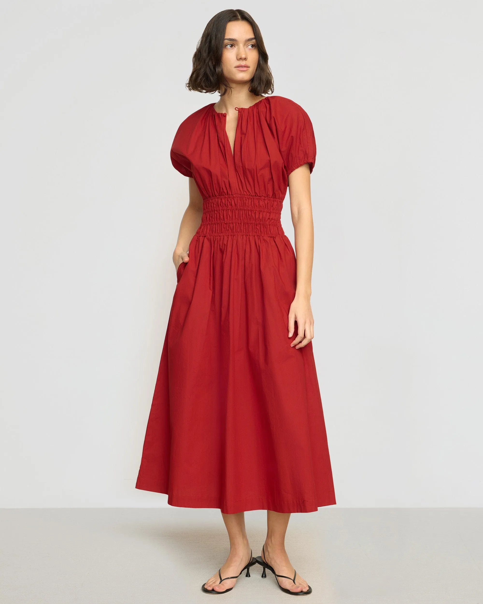 breathable fabric dress Modest Light Kyla Organic Cotton Blouson Dress