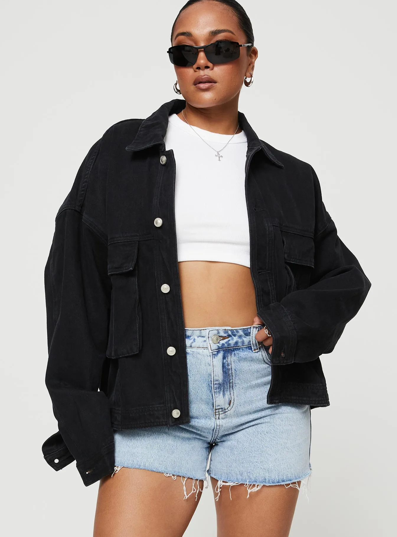 Fashionkova Kier Oversized Jacket Denim Black
