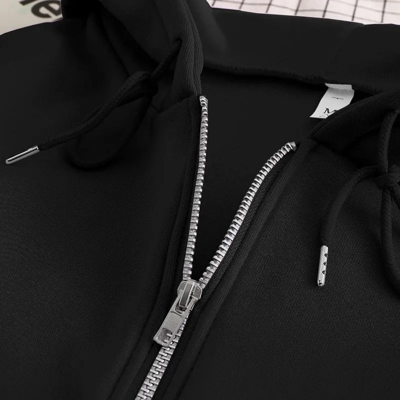 FashionSierra - Letter Print Zip Up Hoodies