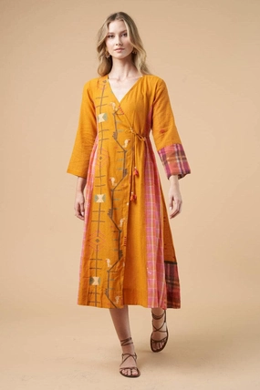 Fatima Wrap Dress Mustard Light Aesthetic