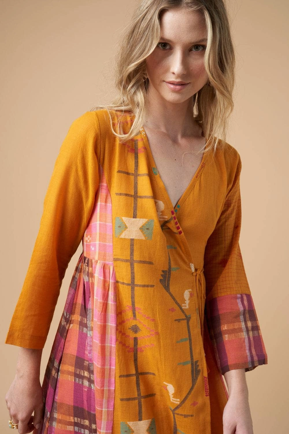 Smooth Drape Fatima Wrap Dress Mustard