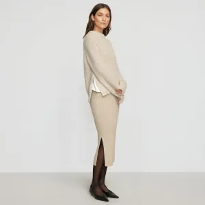 Faustine Cotton Ribbed Skirt Faux Leather Key Feature