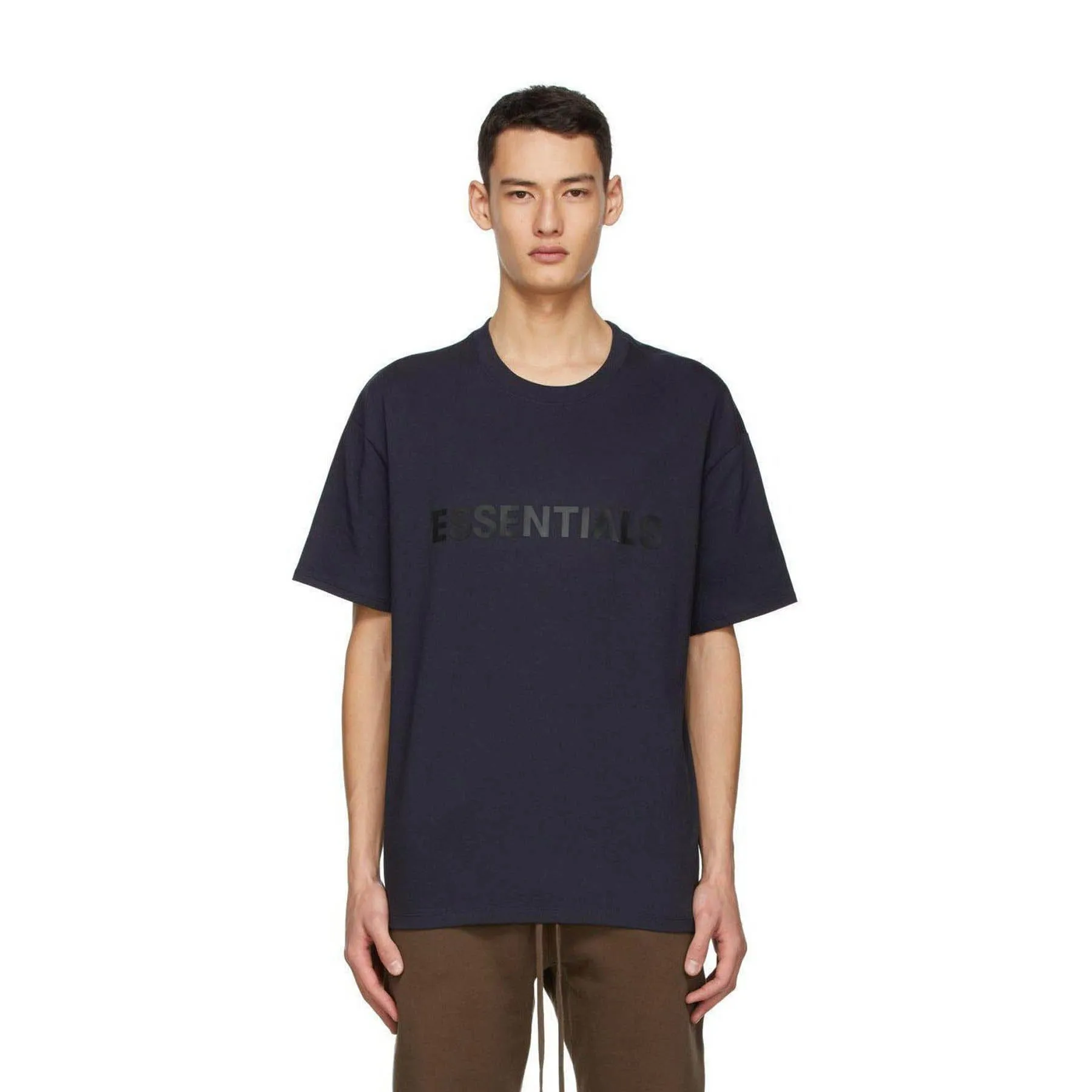FEAR OF GOD ESSENTIALS x SSENSE Boxy T-Shirt Applique Logo Dark Navy