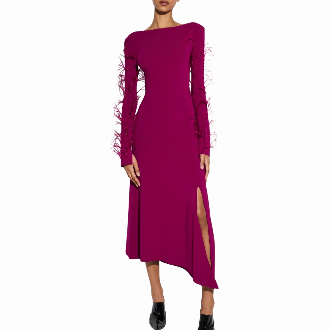Tie-dye Body Confidence Feather Boatneck Dress