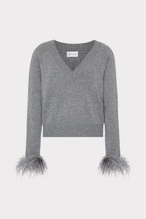 Daily Trend Feather Cuff V-Neck Sweater