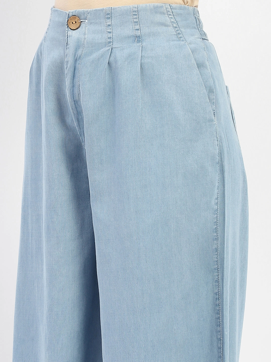 Stylish Look Madame Wide Leg Cropped Light Blue Denim