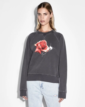 Textured Weave Design FEELS GOOD RAGLAN CREW CHARCOAL