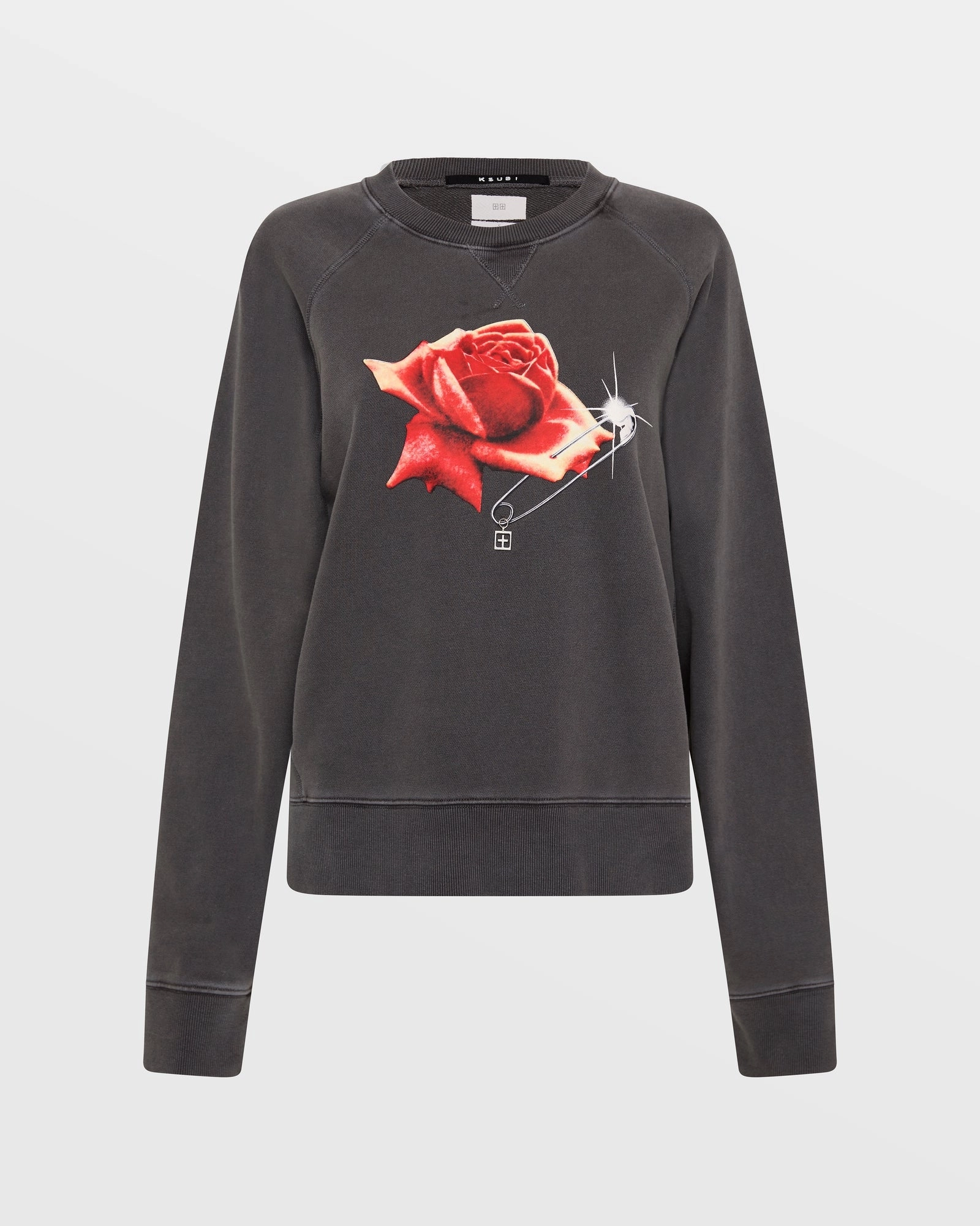 FEELS GOOD RAGLAN CREW CHARCOAL StretchWeave Fabric
