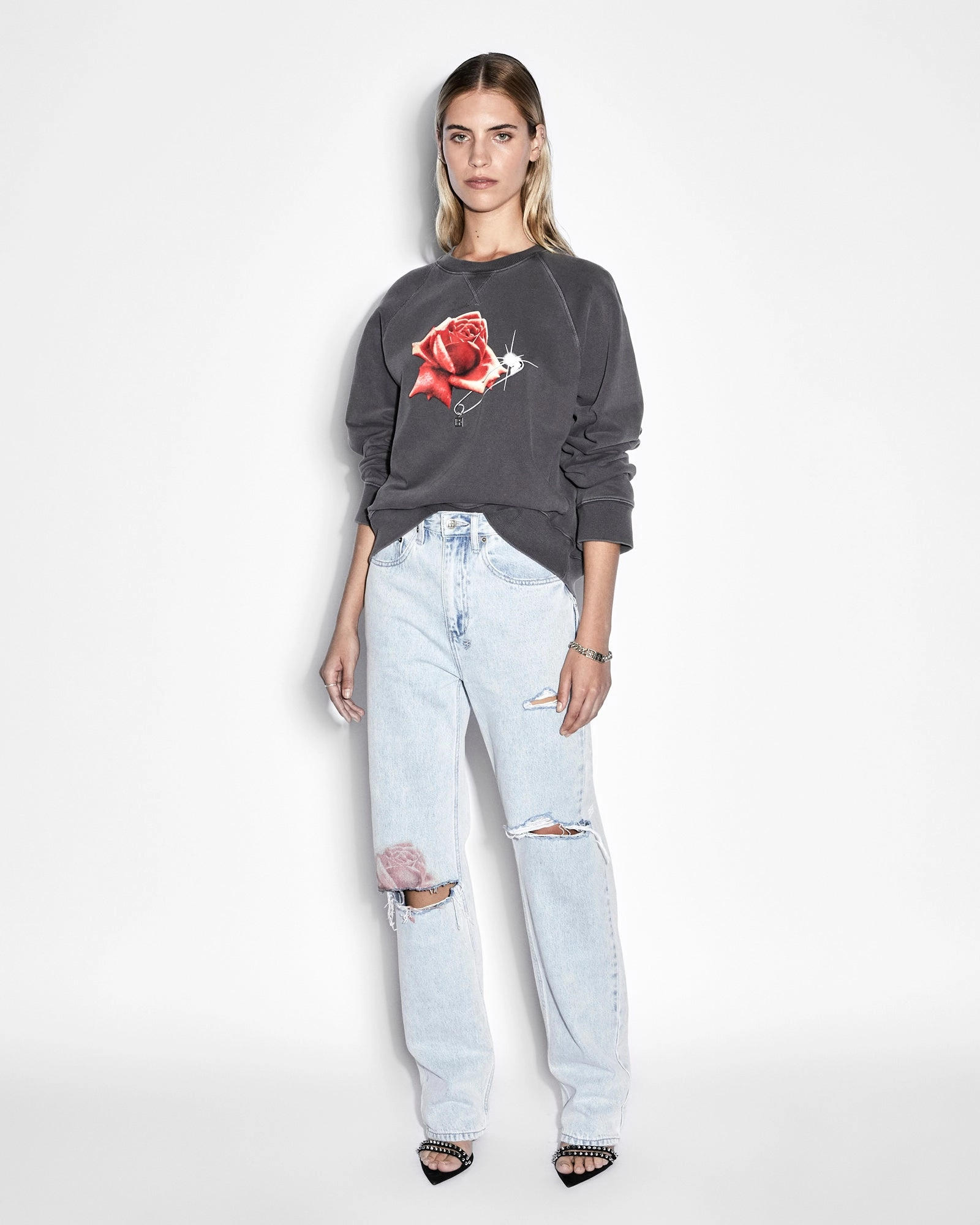 Stylish Staple Anti Pilling FEELS GOOD RAGLAN CREW CHARCOAL