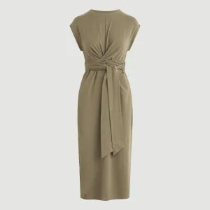 Flutter-Sleeve Fei Tie-Front Organic Cotton Dress (Petite)