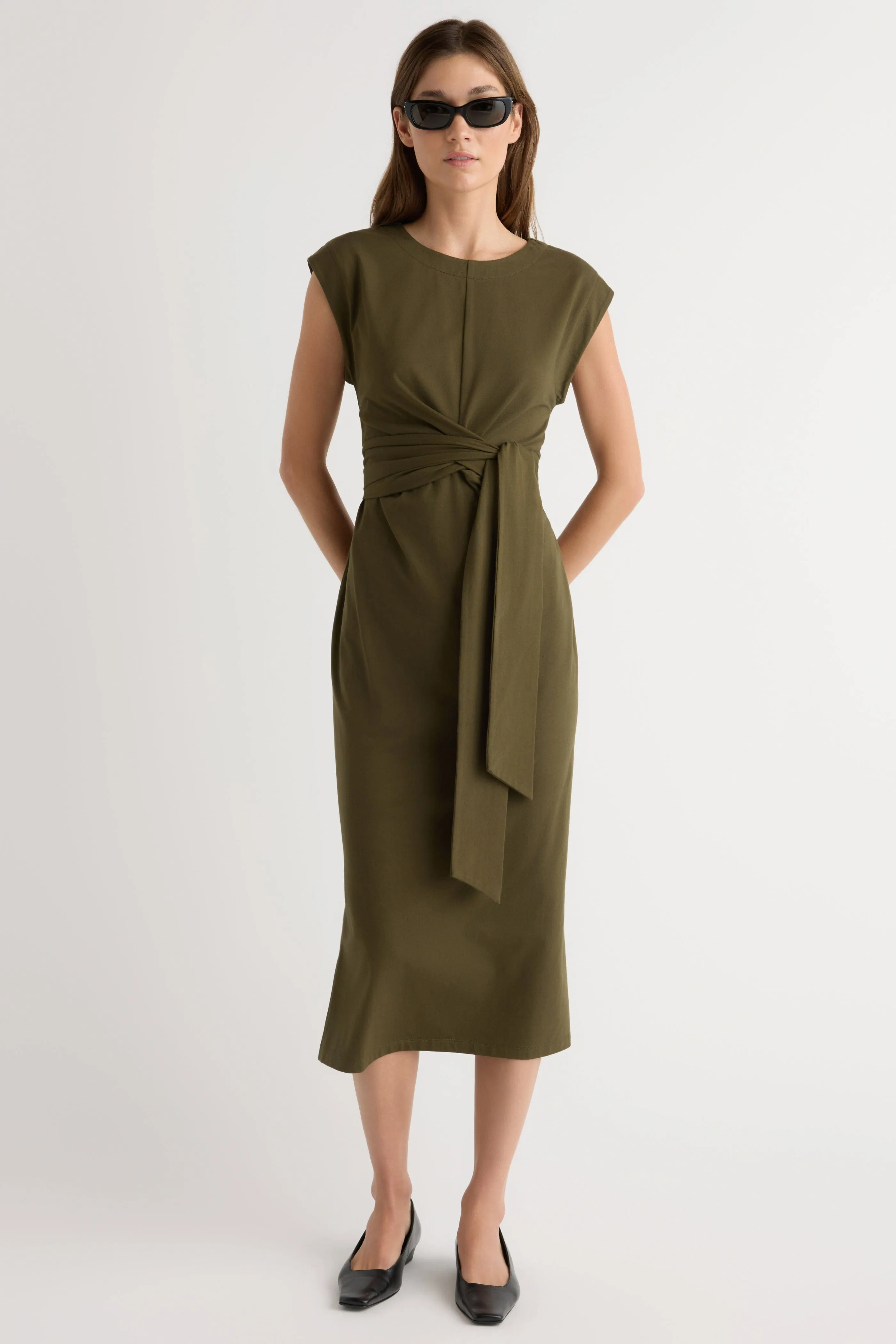 Light and Comfortable Fei Tie-Front Organic Cotton Dress