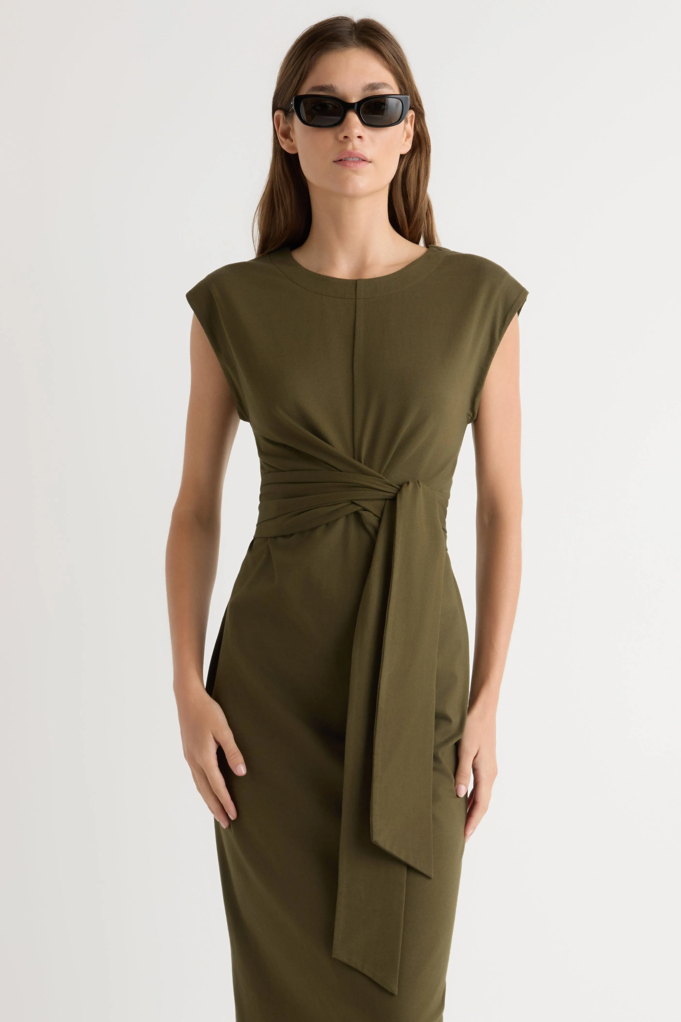 Back-Pocket Fei Tie-Front Organic Cotton Dress