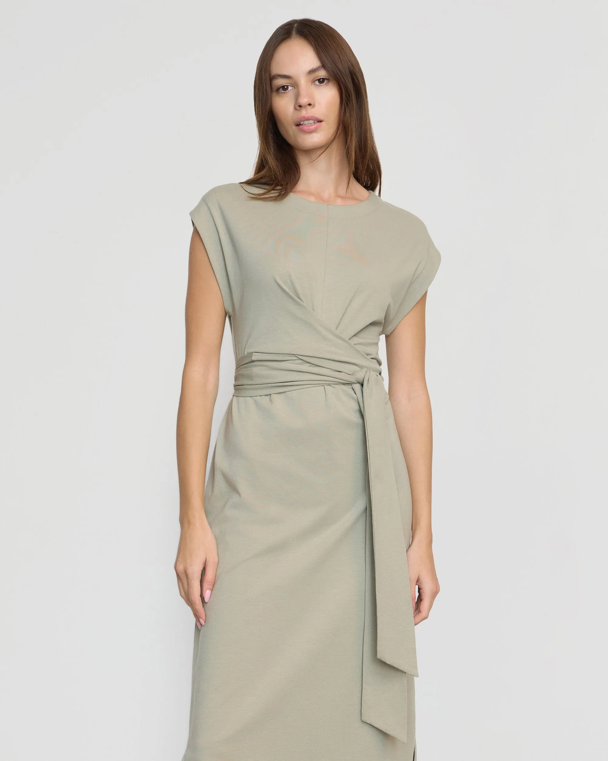 Fei Tie-Front Organic Cotton Dress Chic Waistband Layered Fit