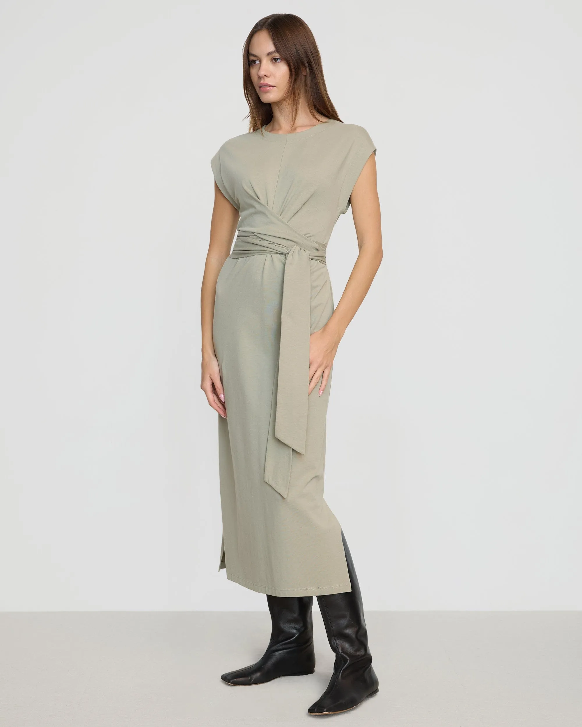 Pure Shape Daily Option Fei Tie-Front Organic Cotton Dress