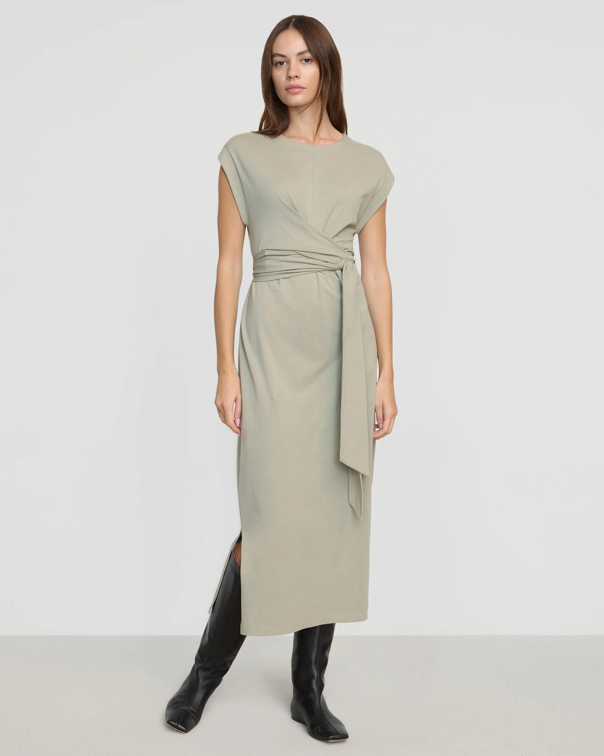 Fei Tie-Front Organic Cotton Dress Work or Casual Classic Movement