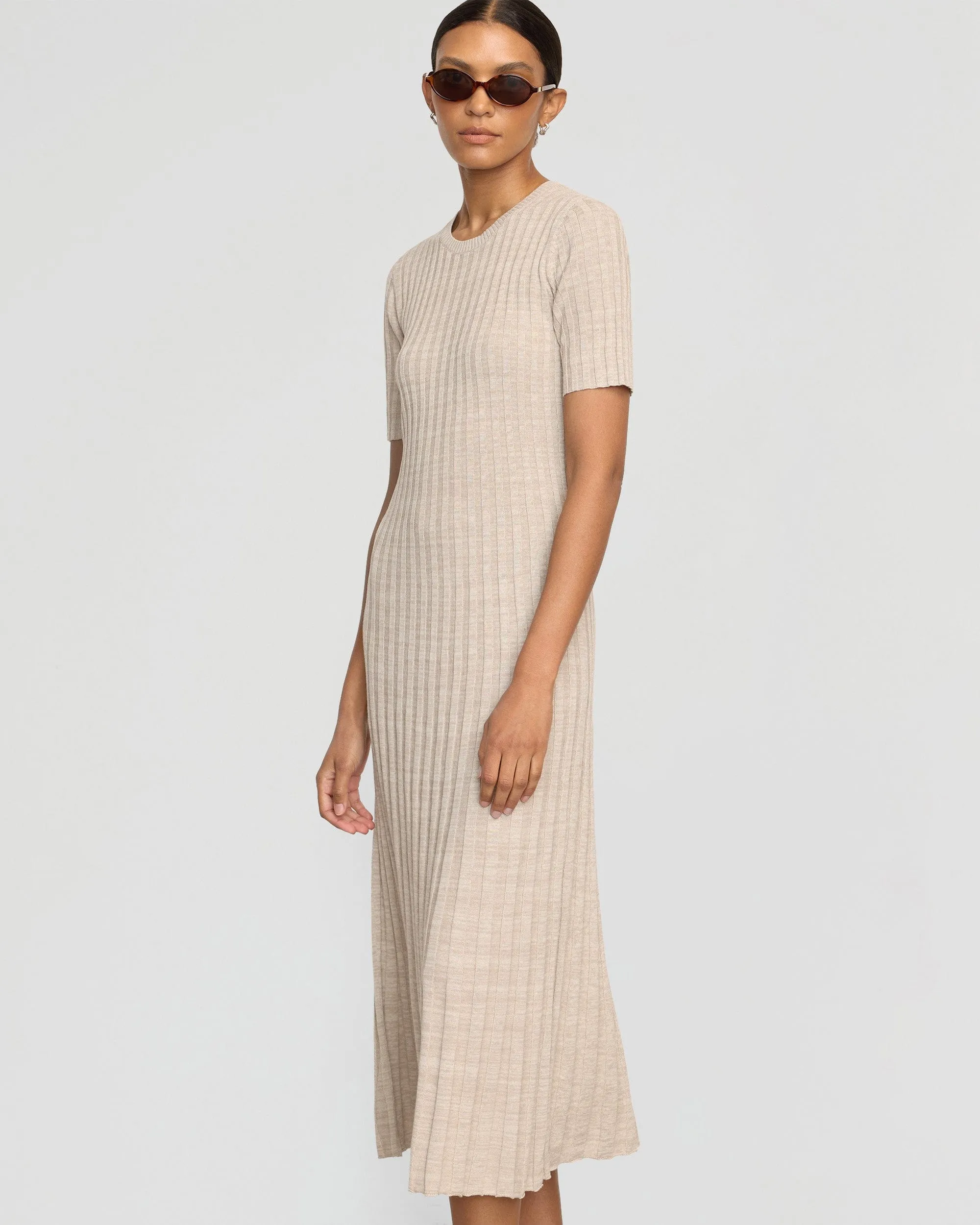Draped Layer Chilly Comfort Fena Wide-Ribbed Sweater Dress