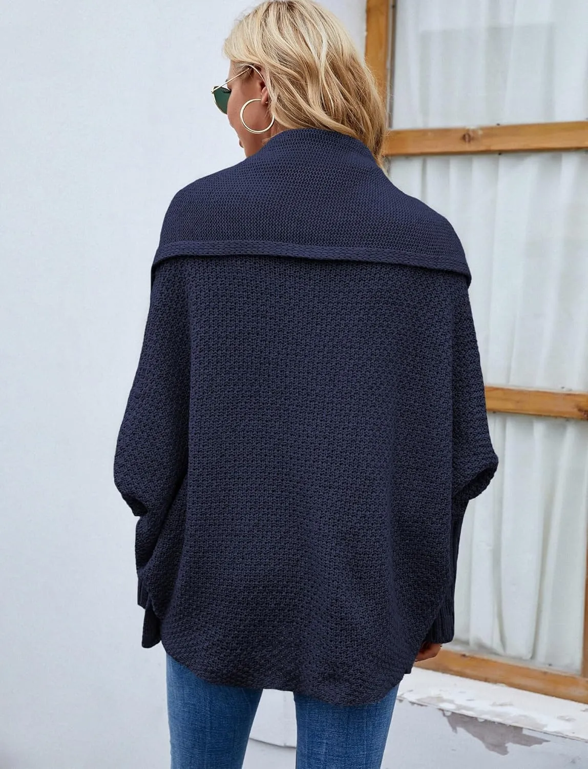 FEOYA Open Front Cardigan for Women Oversized Batwing Sleeve Sweater Outwear Chunky Kimono Cardigan Slouchy Wrap Sweater