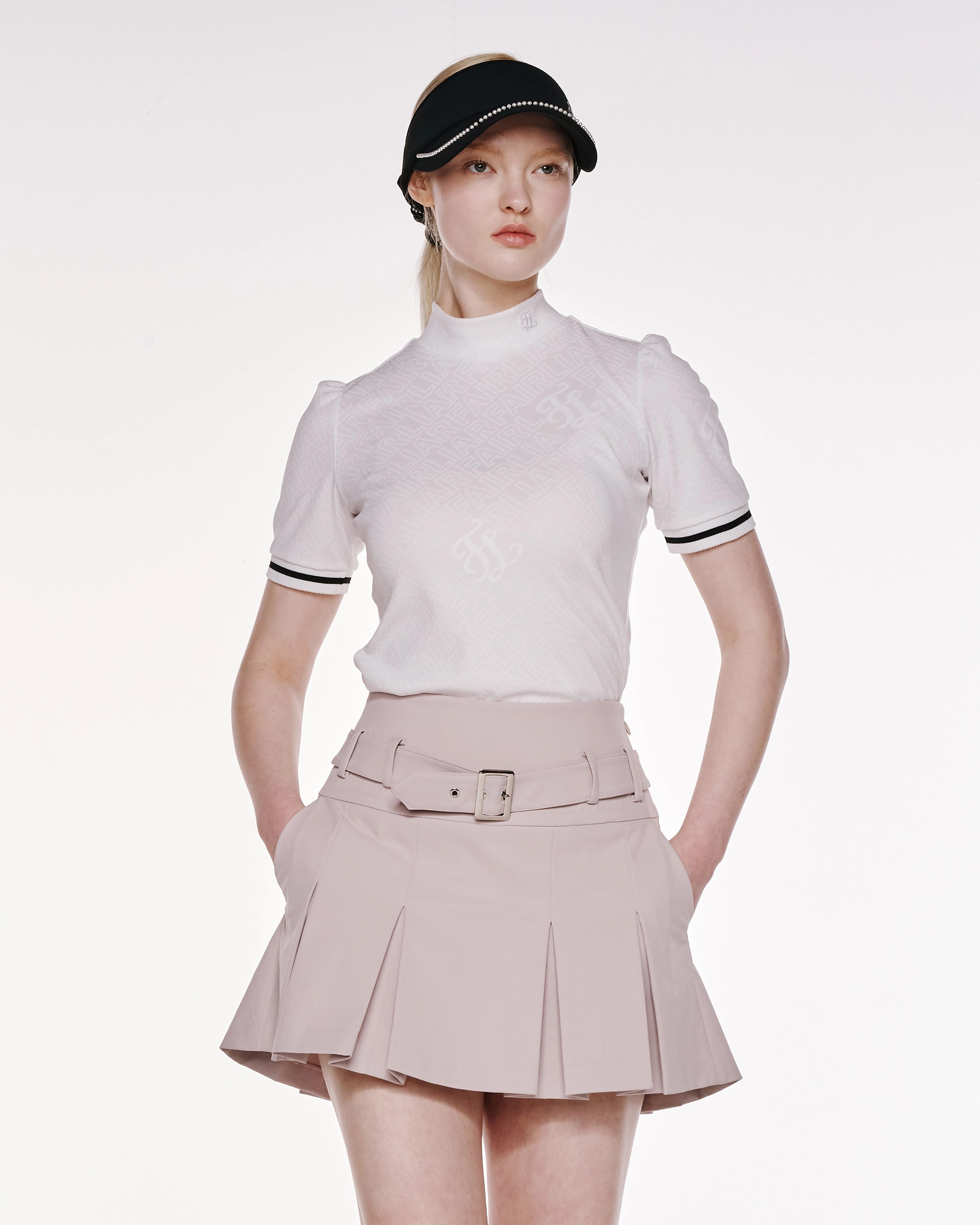 Ferrara Jacquard Turtleneck T-shirt - White AntiSlipGrip