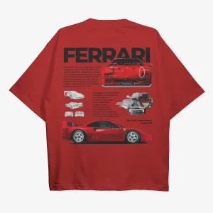 Ferrari F40 Oversized Red Tshirt