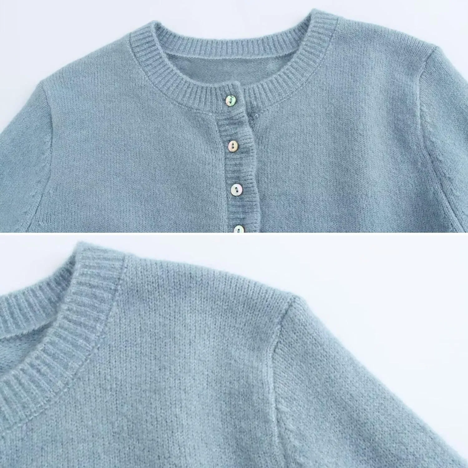 FindThy Women’s Cropped Cardigan Sweater Trendy Crewneck Ruffle Long Sleeve Button Down Knitwear Tops