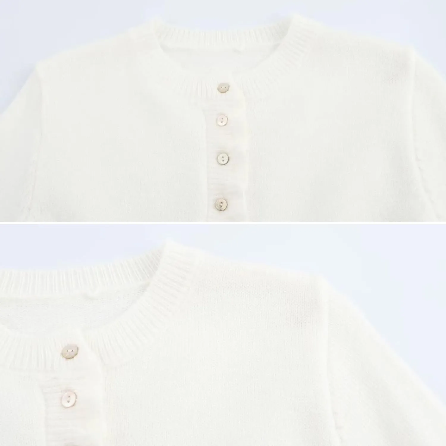 FindThy Women’s Cropped Cardigan Sweater Trendy Crewneck Ruffle Long Sleeve Button Down Knitwear Tops