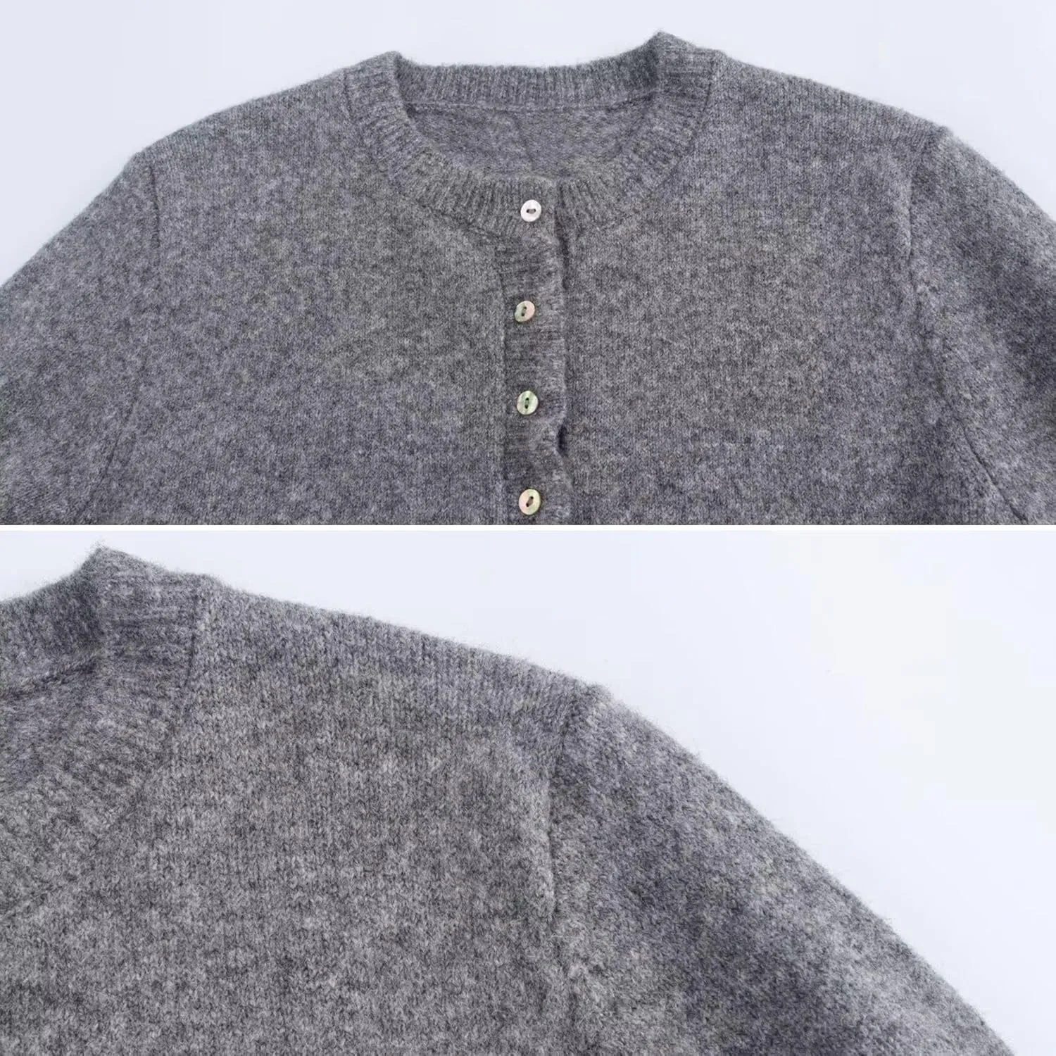 FindThy Women’s Cropped Cardigan Sweater Trendy Crewneck Ruffle Long Sleeve Button Down Knitwear Tops