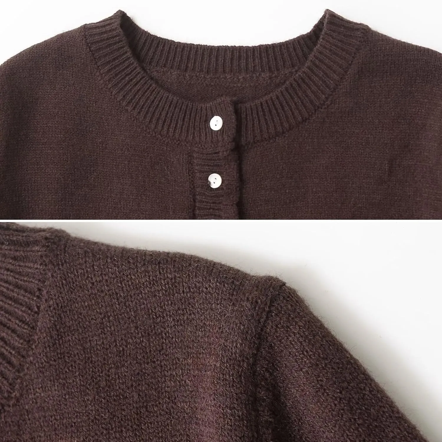 FindThy Womens Cropped Cardigan Sweater Trendy Crewneck Ruffle Long Sleeve Button Down Knitwear Tops