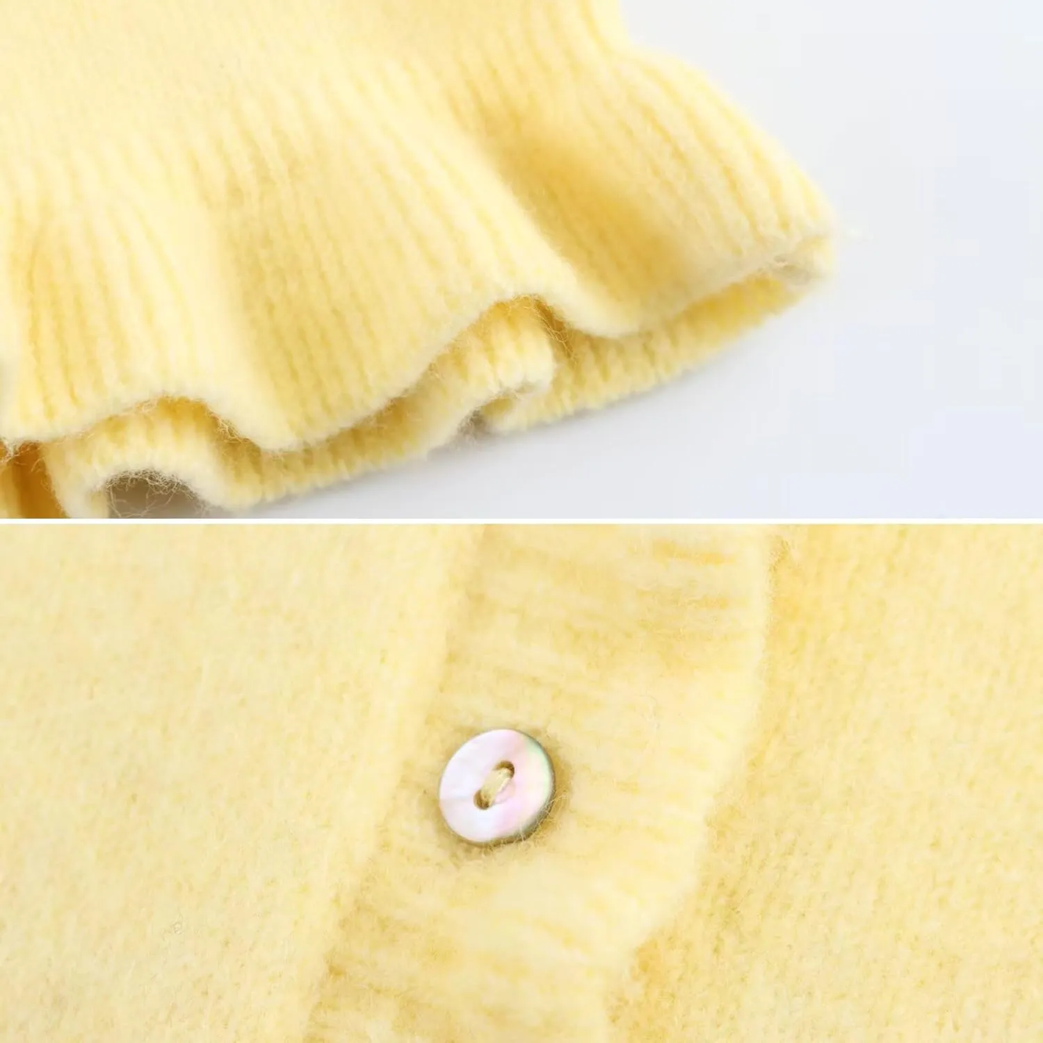 FindThy Women’s Cropped Cardigan Sweater Trendy Crewneck Ruffle Long Sleeve Button Down Knitwear Tops