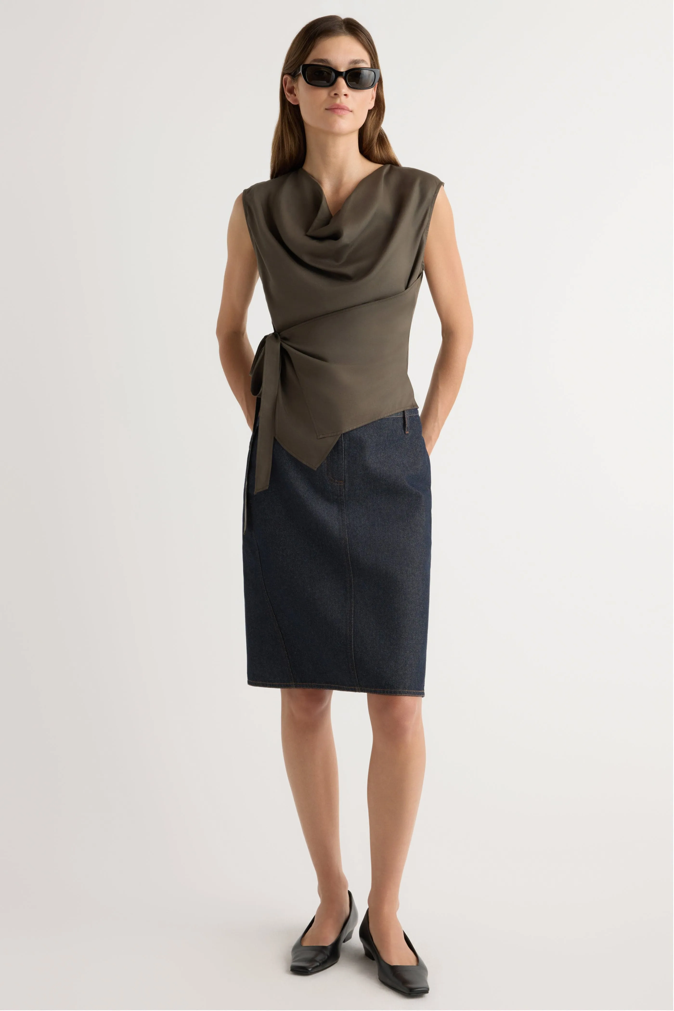 Johanna Knee-Length Denim Skirt Fresh Style Exclusive Drop