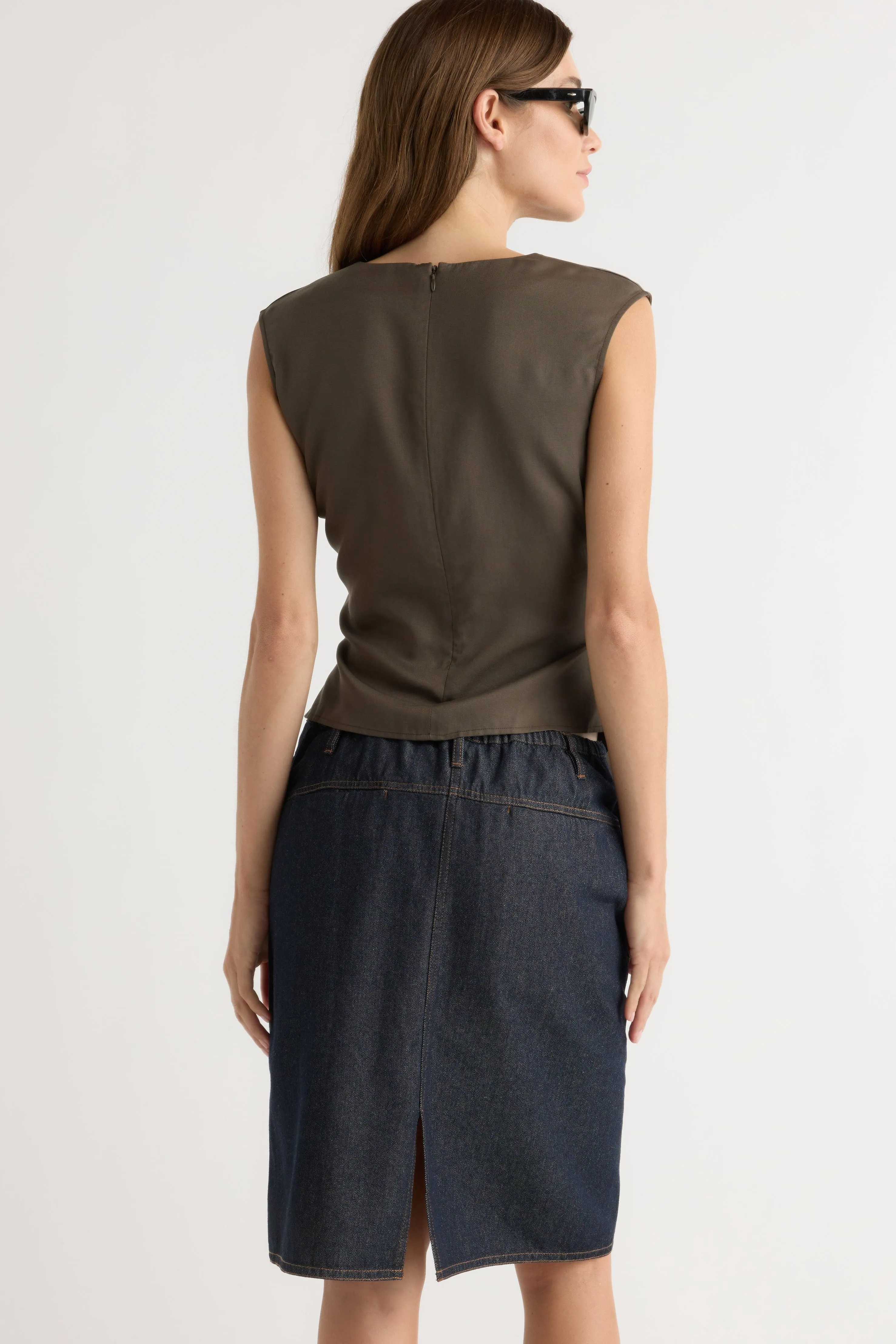 Refined Finish Johanna Knee-Length Denim Skirt