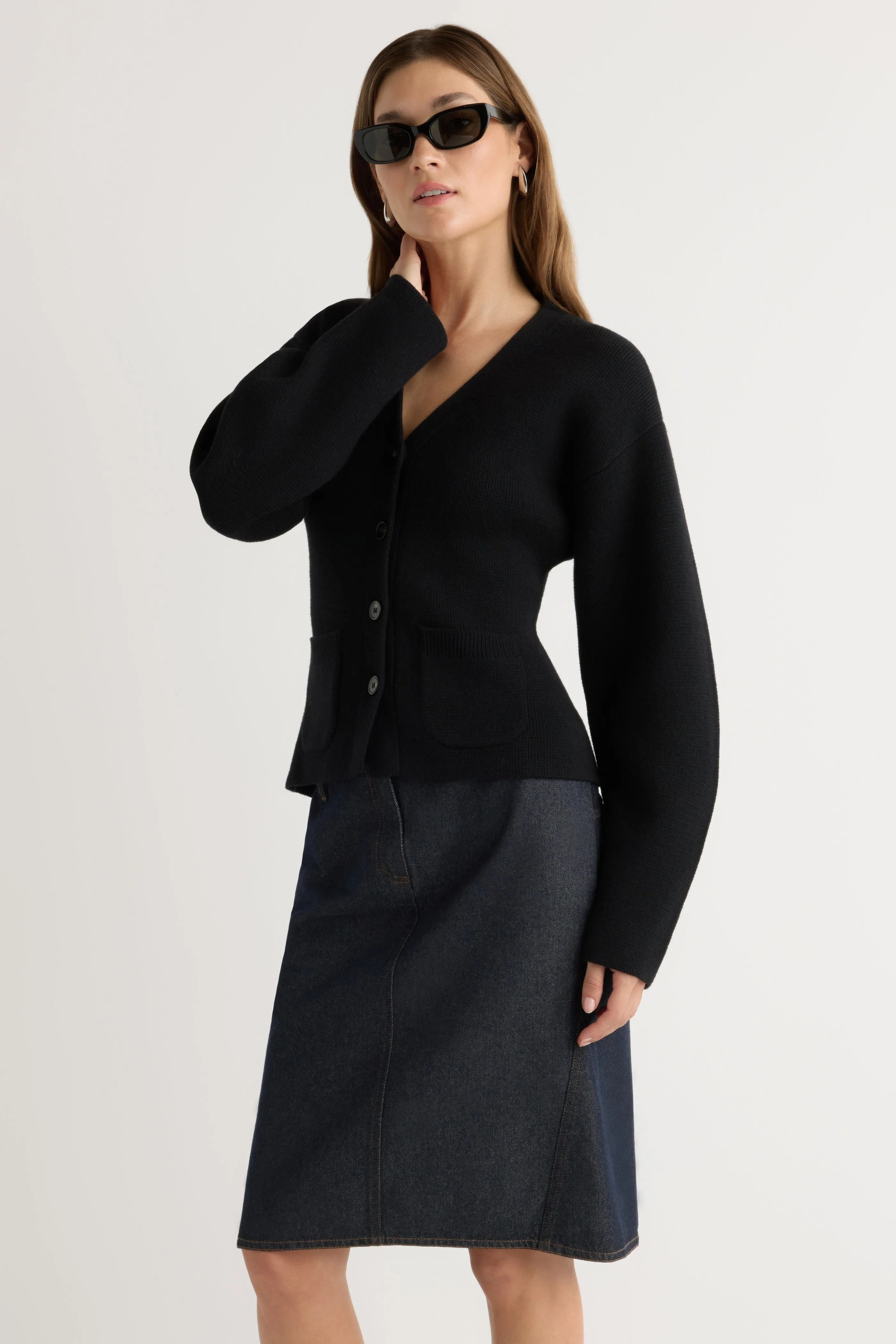 Johanna Knee-Length Denim Skirt Cool Details