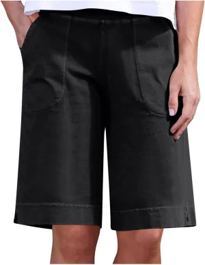 Finelylove Womens Linen Shorts High Waisted Long Bermuda Shorts Comfy Summer Beach Shorts Dressy Casual Work Trouser Shorts