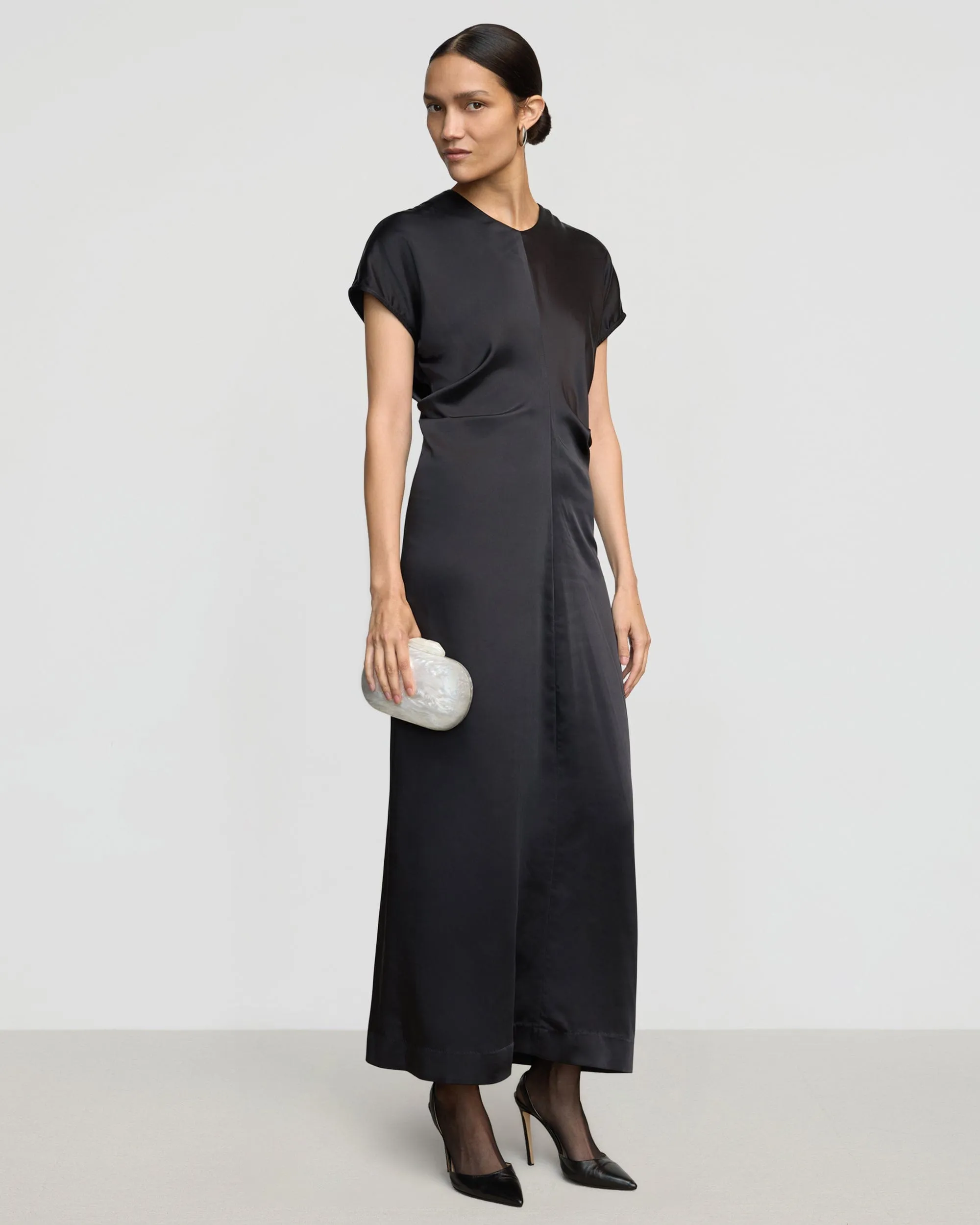 Fiona Curved-Shoulder Dress Special-Occasion Asymmetric-Neck