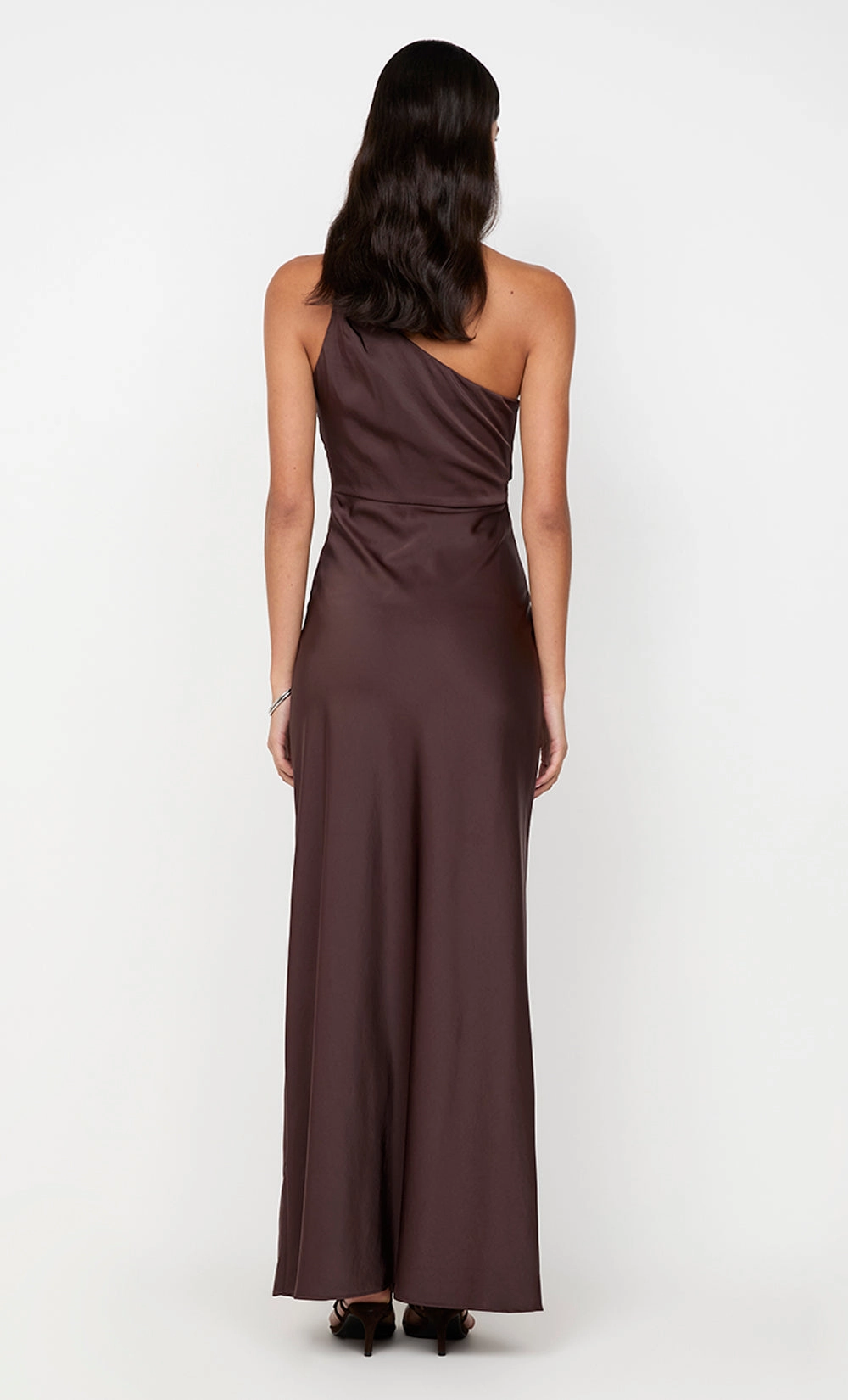Lux Look Fluid Shape LUNETTA ASYM DRESS - DARK CHOCOLATE